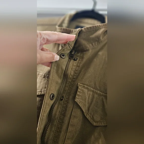 Lucky Brand Women's Green Cargo Military Utility Jacket Size S Button Pockets - Picture 5 of 13